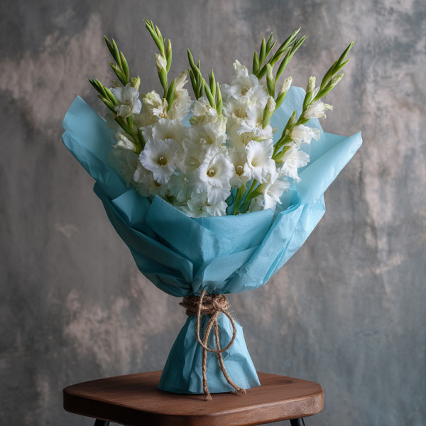Moonlit Silence — A Bouquet of White Gladiolus